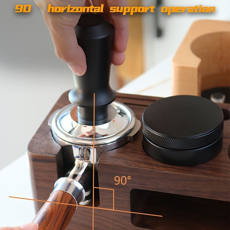 Espresso Tamping Station Set with Tamper Holder and Distribution Tool Walnut Beech