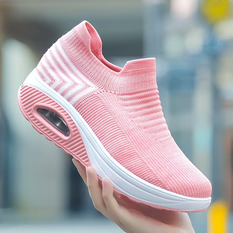 ayollar uchun nafas oluvchi to'qilgan slip-on sport poyafzallari yurish uchun tashqarida sport