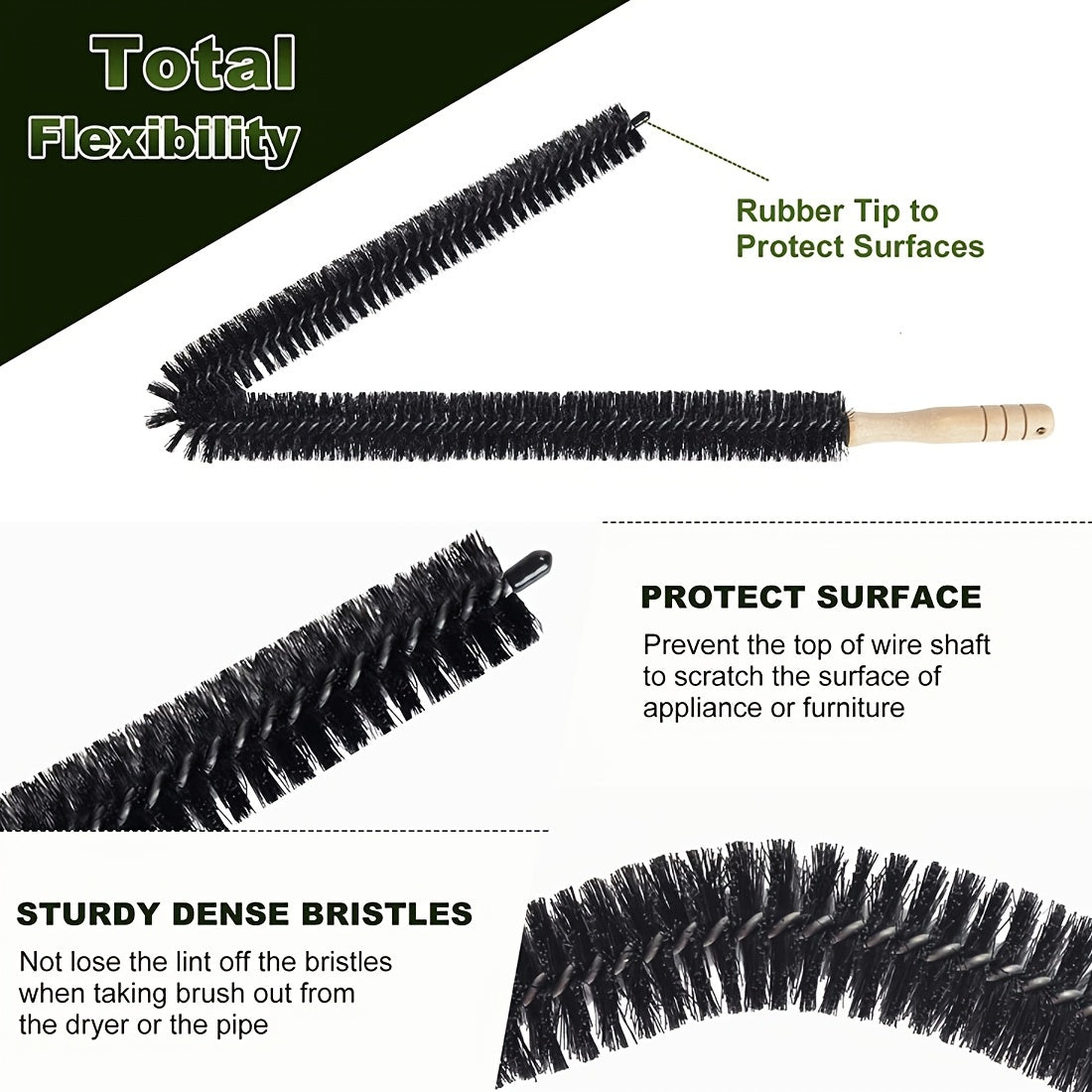 Uzun cho'tka bilan moslashuvchan quritgich ventilini tozalash uchun to'plam