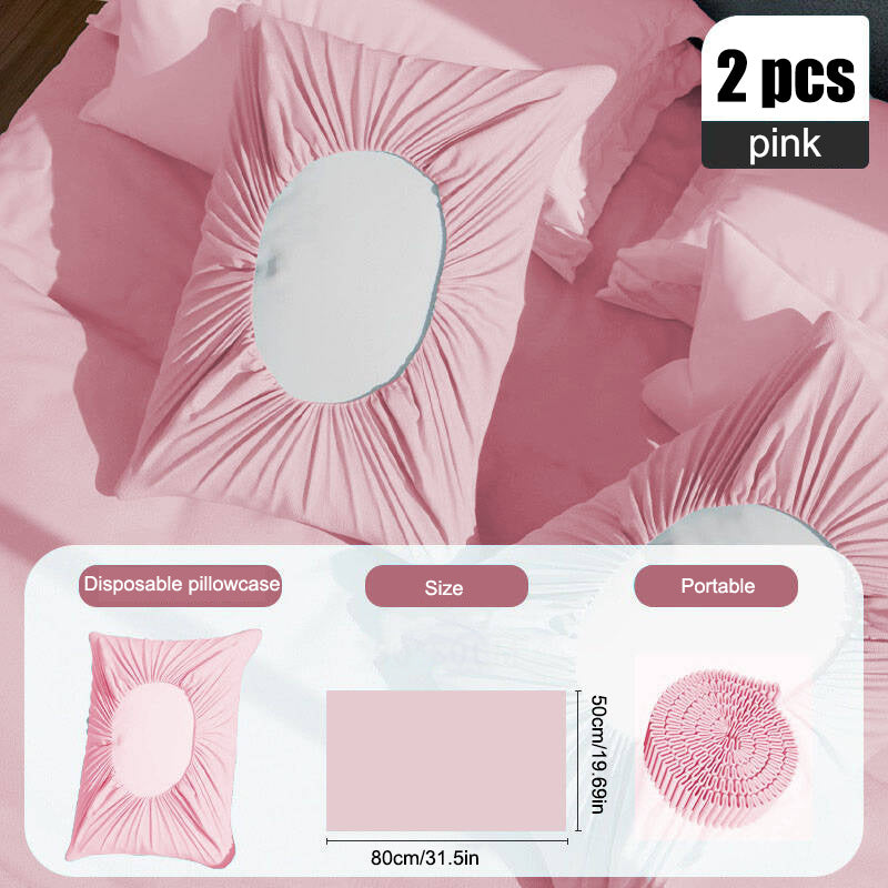 Disposable Pillowcases Set of 2 Light Purple Breathable Non-Woven 80cm x 50cm