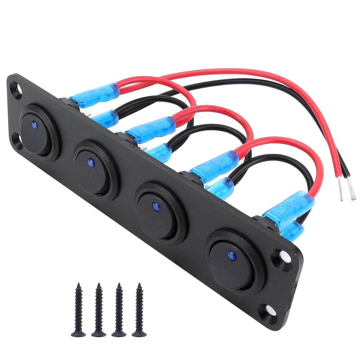 Aluminum Rocker Switch Panel with Blue LED 12V 20A for Car Truck Yacht
