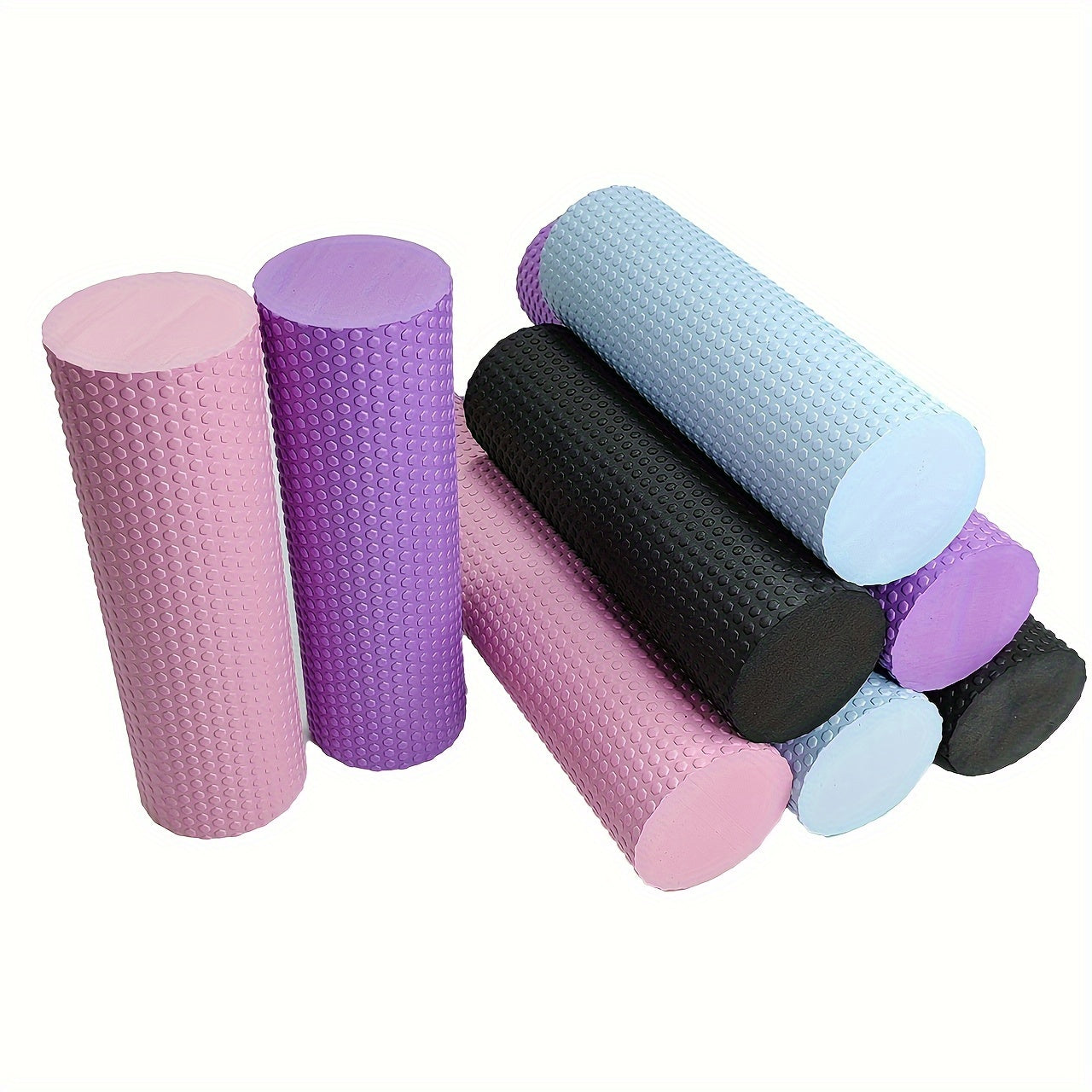 EVA Foam Roller Textured Surface for Yoga Pilates Fitness Black Blue Purple