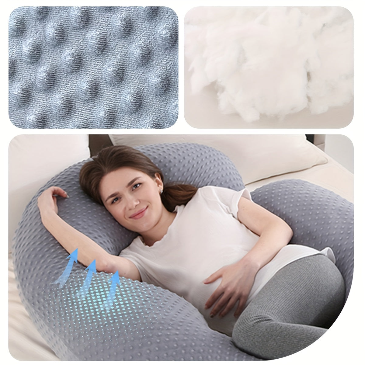 Pregnancy Pillow U-Shaped Body Support for Side Sleeping with Waist Cushion