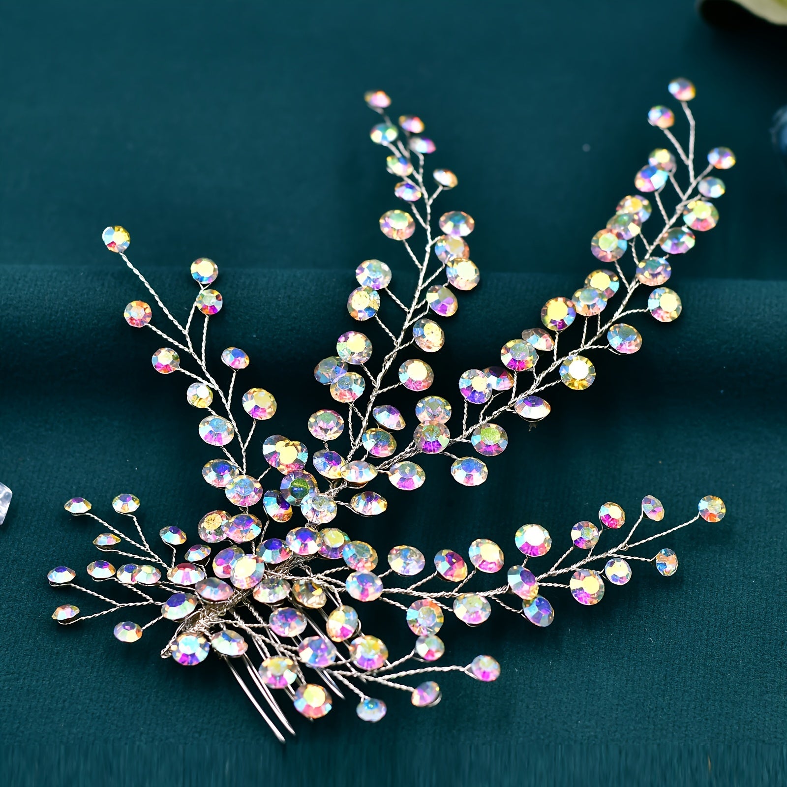 Women's Leaf-Shaped Rhinestone Hair Comb for Bridal Wedding and Events