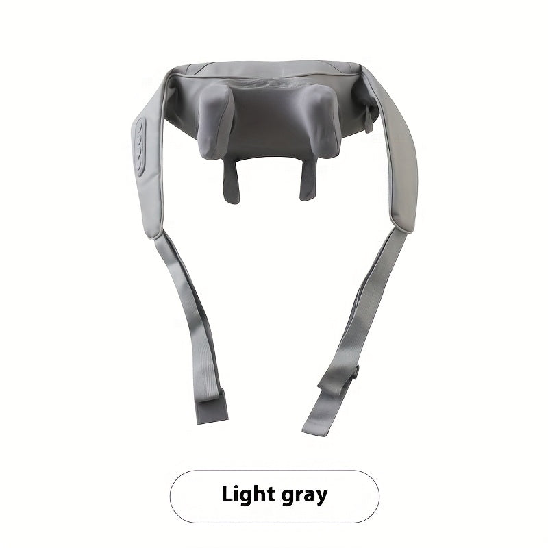 Wireless Neck and Shoulder Massager with 6-Claw Massage Head Heating Function Soft Breathable Fabric and Back Strap