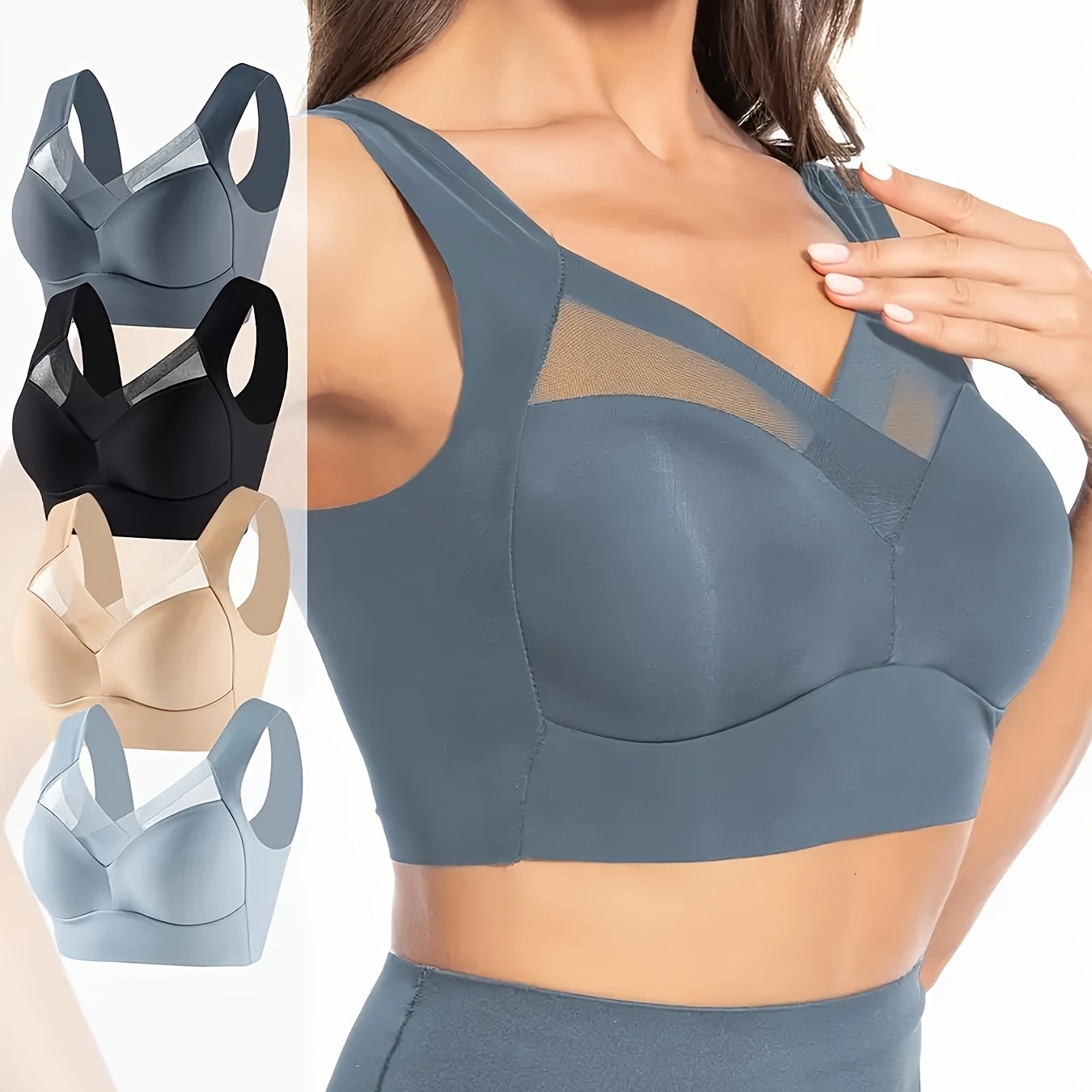 Women's Plus Size Seamless Ice Silk Sports Bra High Support Backless