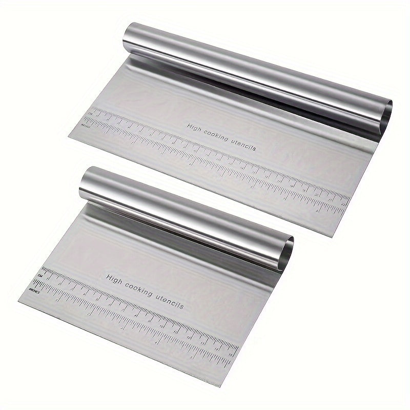 Stainless Steel Cake Scraper and Silicone Pastry Mat Set for Baking and Icing
