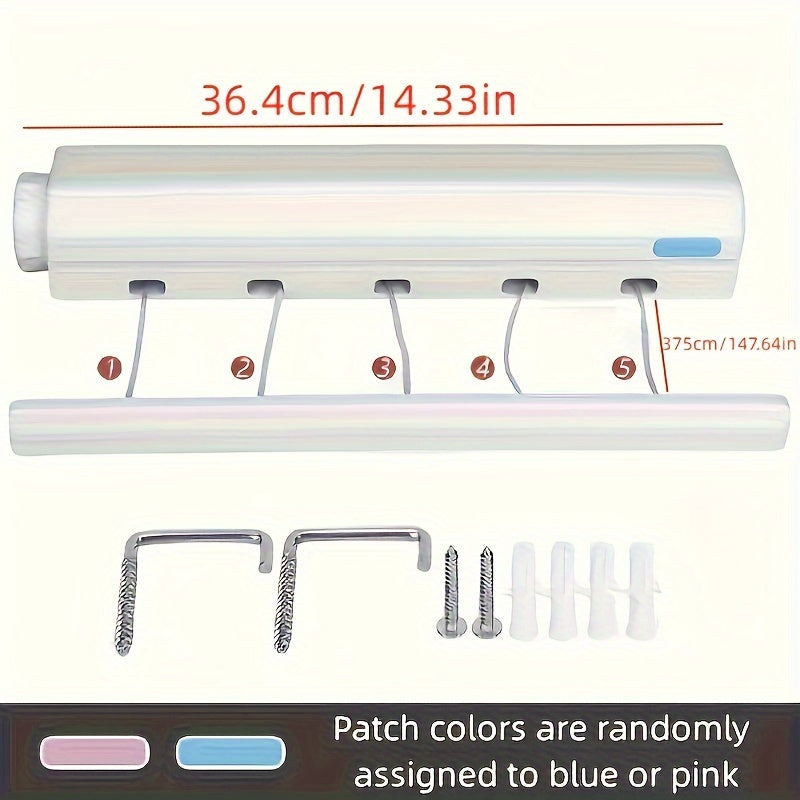 Retractable Clothesline 3.75M Indoor Laundry Line for Clothes Towels and Pants