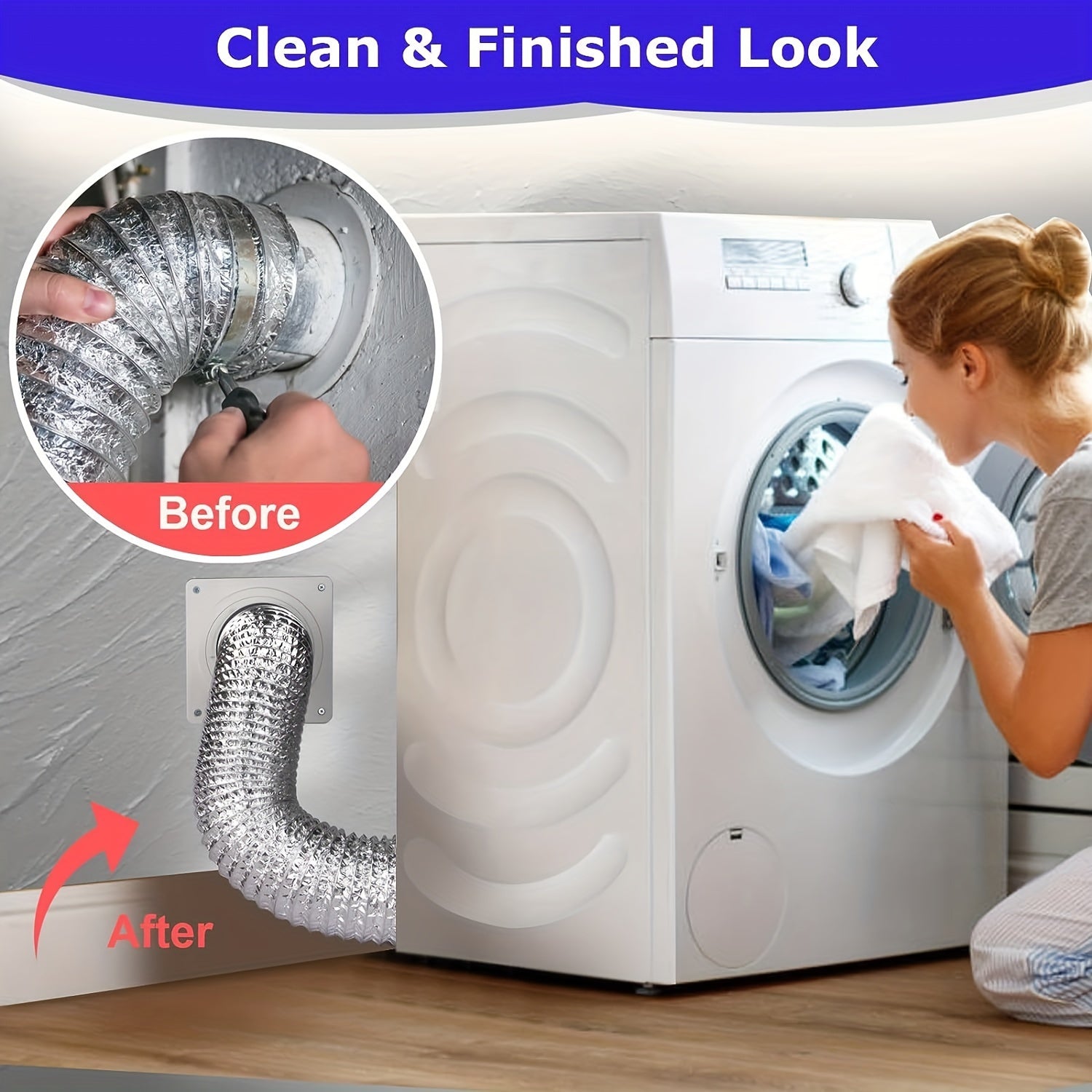 Dryer Vent Connector Kit Wall Plate With Quick Disconnect 4 Inch Tubes