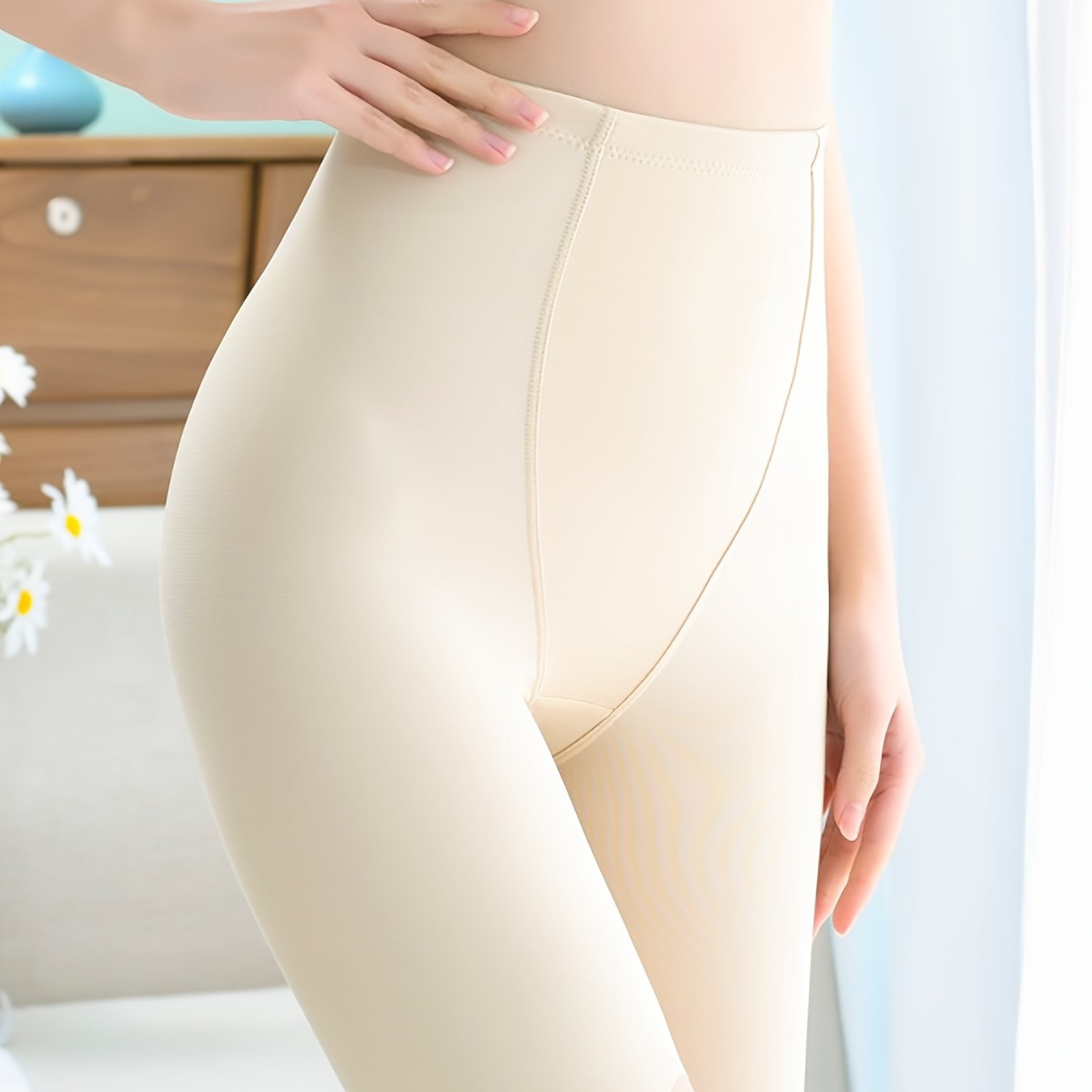 Women's Seamless High Waisted Body Shaping Shorts in Polyamide Spandex Solid Color