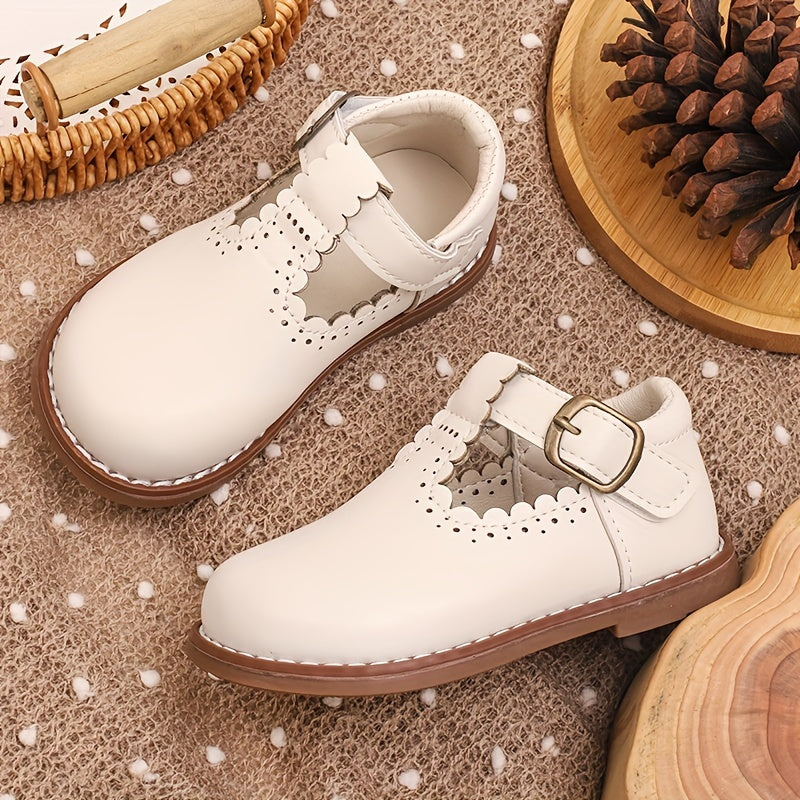 Girls' Mary-Jane Brogue Shoes Lightweight All-Season Rubber Sole for Ages 14 and Under