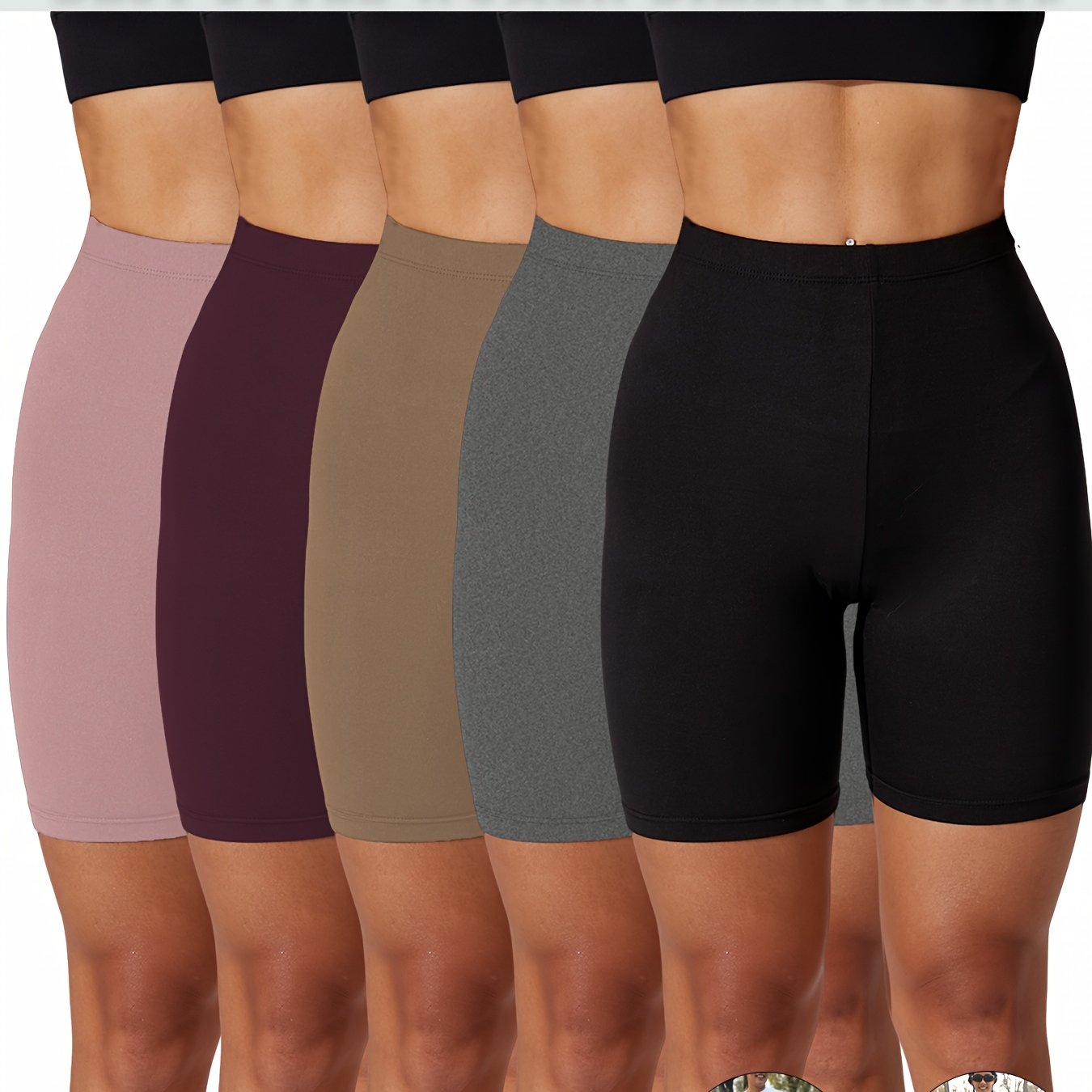 Plus Size Women’s Soft Biker Shorts High-Waisted Stretchy Polyester Spandex