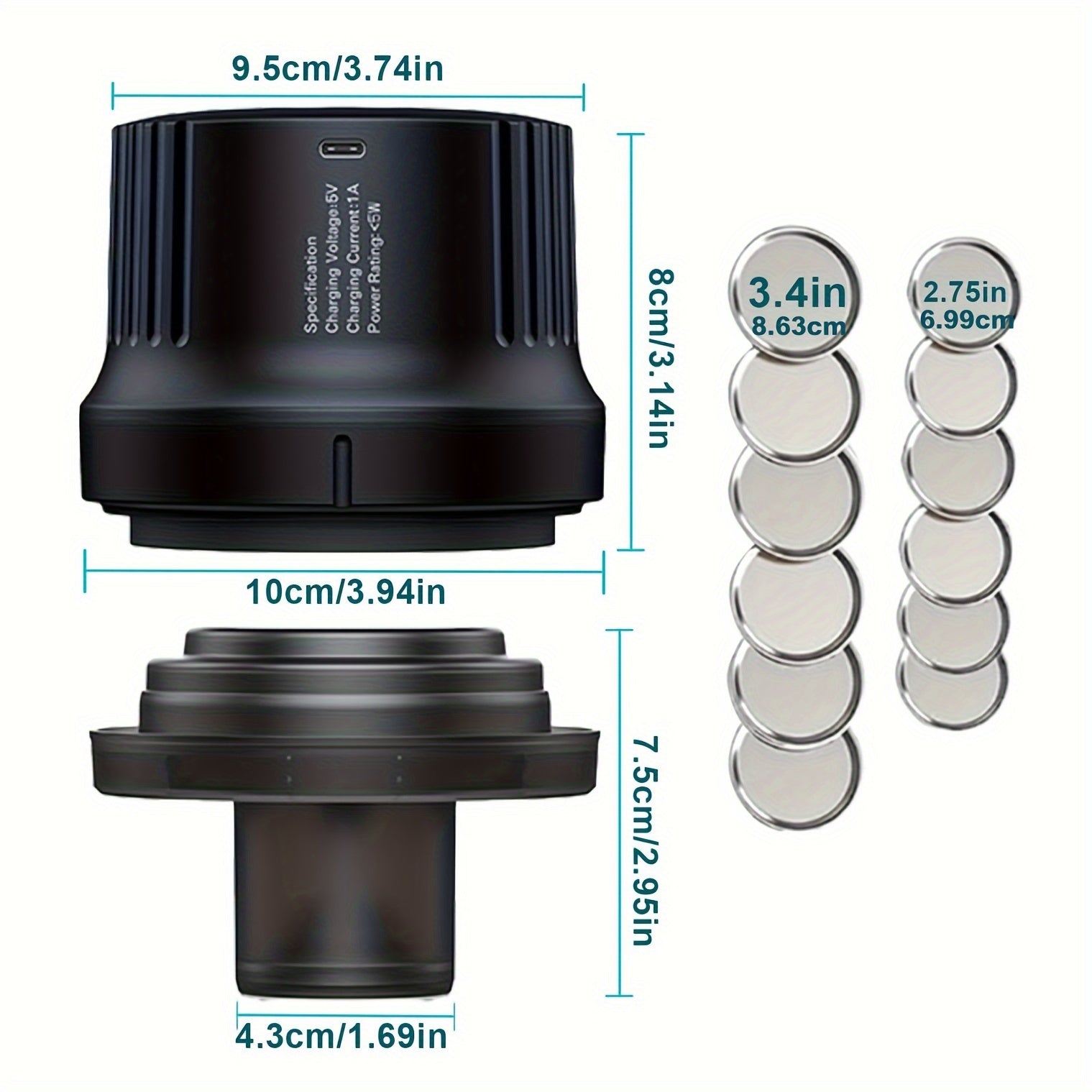 3-in-1 Mason Jar Vacuum Sealer Kit Portativ Elektrik Qopqoq Yopish Mashinasi uchun Bankalar USB Qayta Zaryadlash mumkin