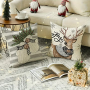 Set of Four Christmas Pillowcases Polyester Fabric 45x45cm Home Decor
