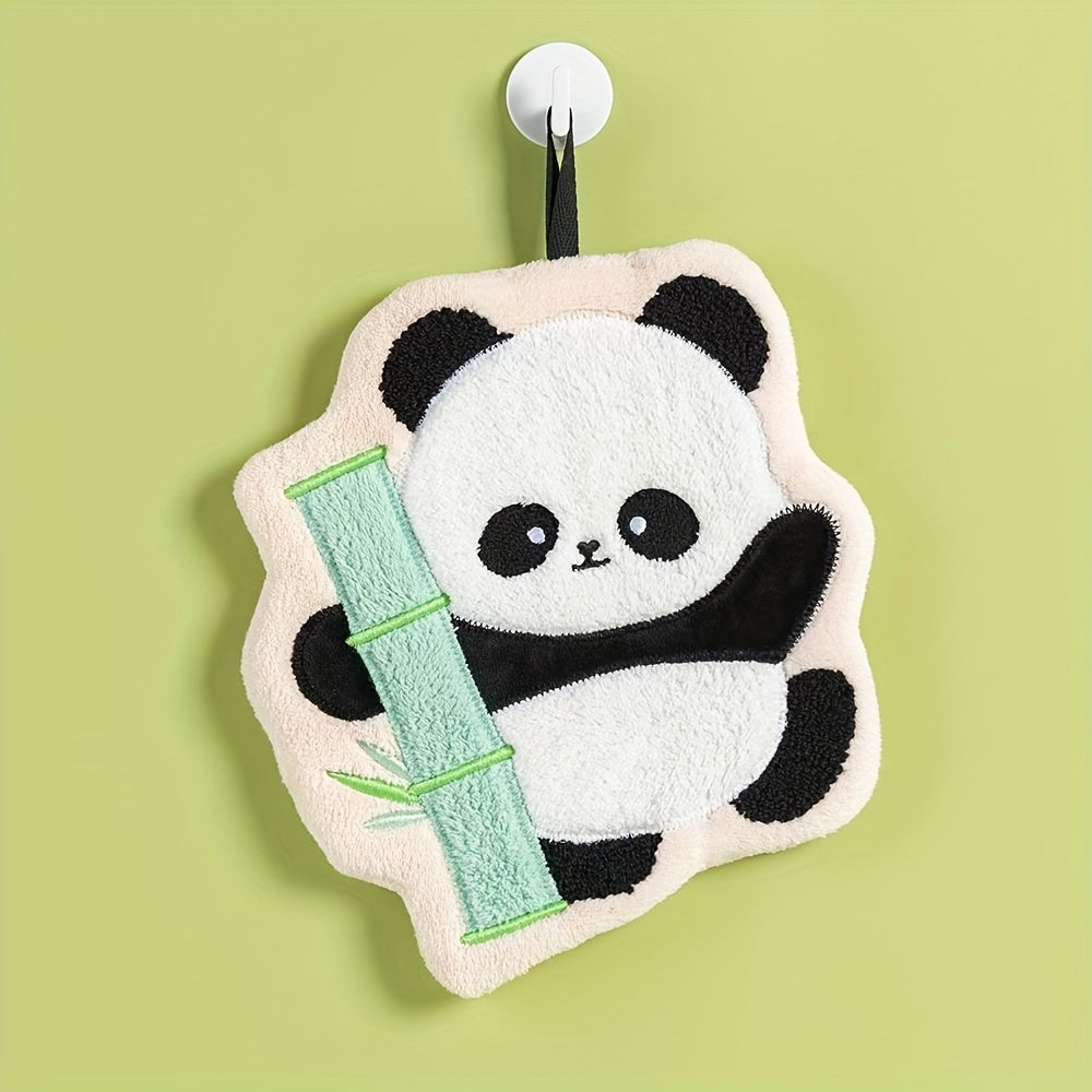 Christmas Panda Bamboo Hand Towels Kitchen Absorbent Coral Fleece Machine Washable