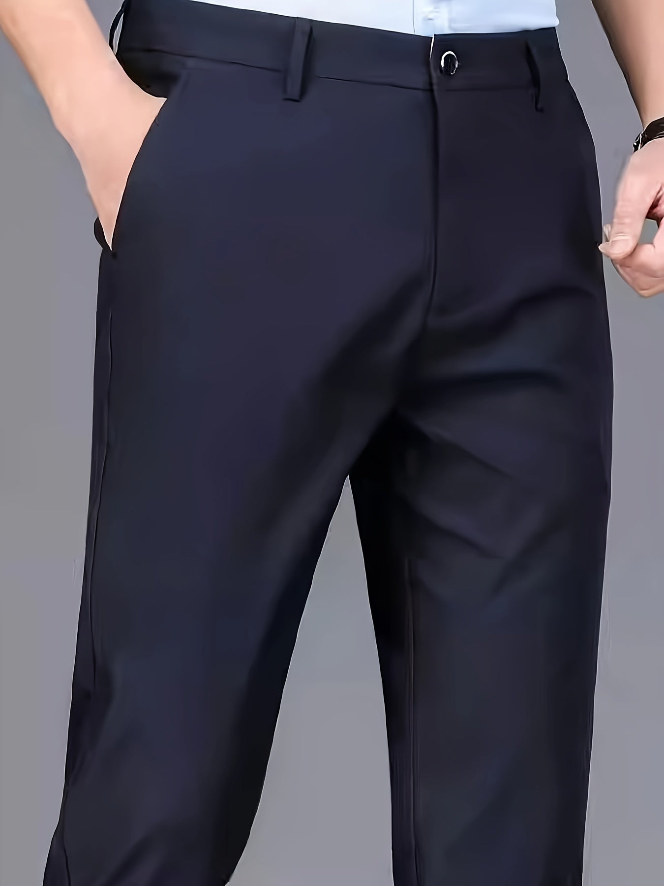 Men's Straight Leg Suit Pants Polyester Solid Casual Formal Autumn Winter