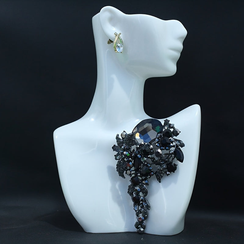 Women’s Rhinestone Flower Brooch Pin Elegant Statement Jewelry