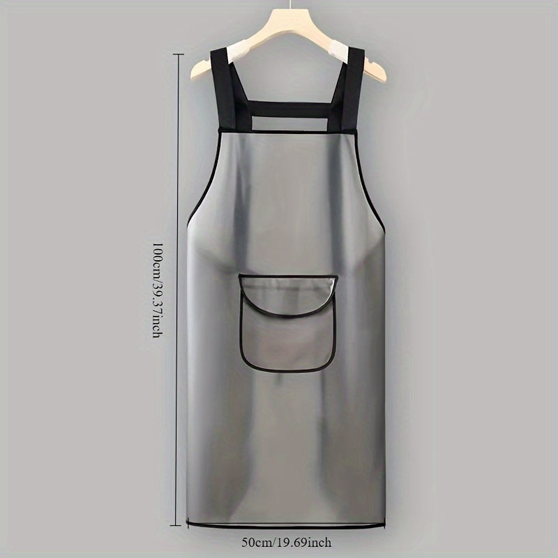 Long-Lasting Waterproof Polyurethane Kitchen Apron with Pockets, Knee-Length for Men and Women