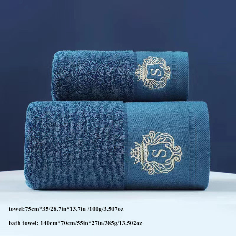 Cotton Bath Towels with Crown Embroidery 380 GSM Knit Fabric