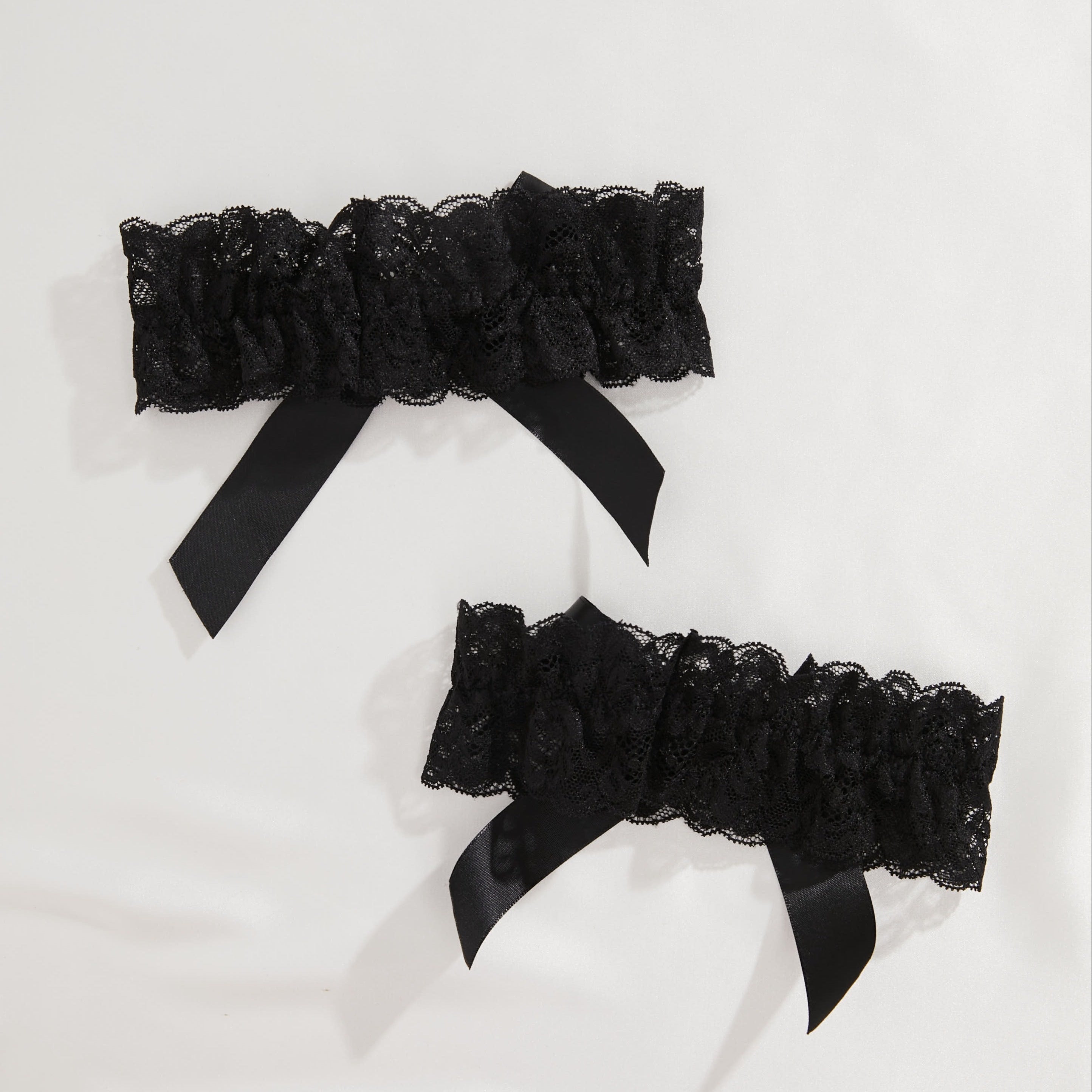 Black Lace Garter Belt with Bow Bridal Lingerie Stretch Thigh Band