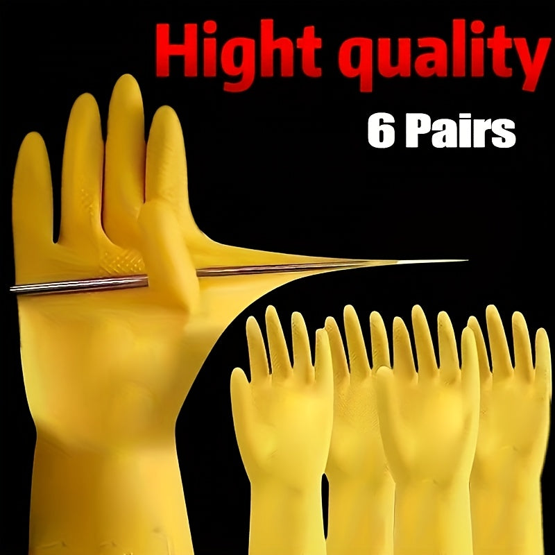 6 Sets Silicone Household Gloves with Thickened Rubber for Dishwashing and Cleaning