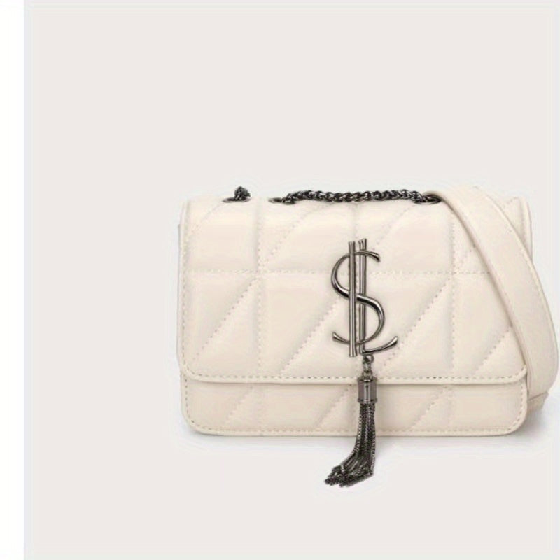 Urban Tartan Embroidered Messenger Bag with Tassel and Magnet Closure