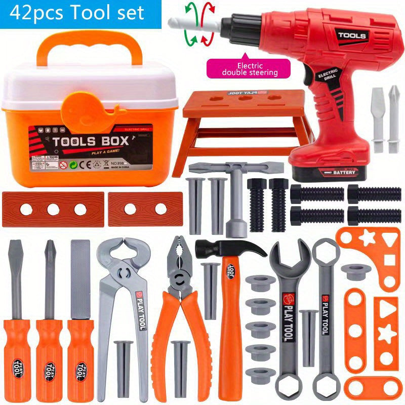Kids Toy Tool Set in Three Sizes with Electric Drill and Repair Tools for Boys and Girls