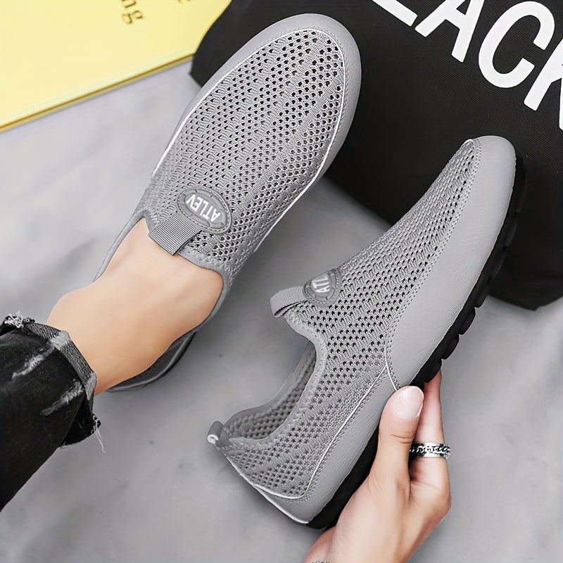Men's Beige Slip-On Sneakers with EVA Insole and Flexible Sole