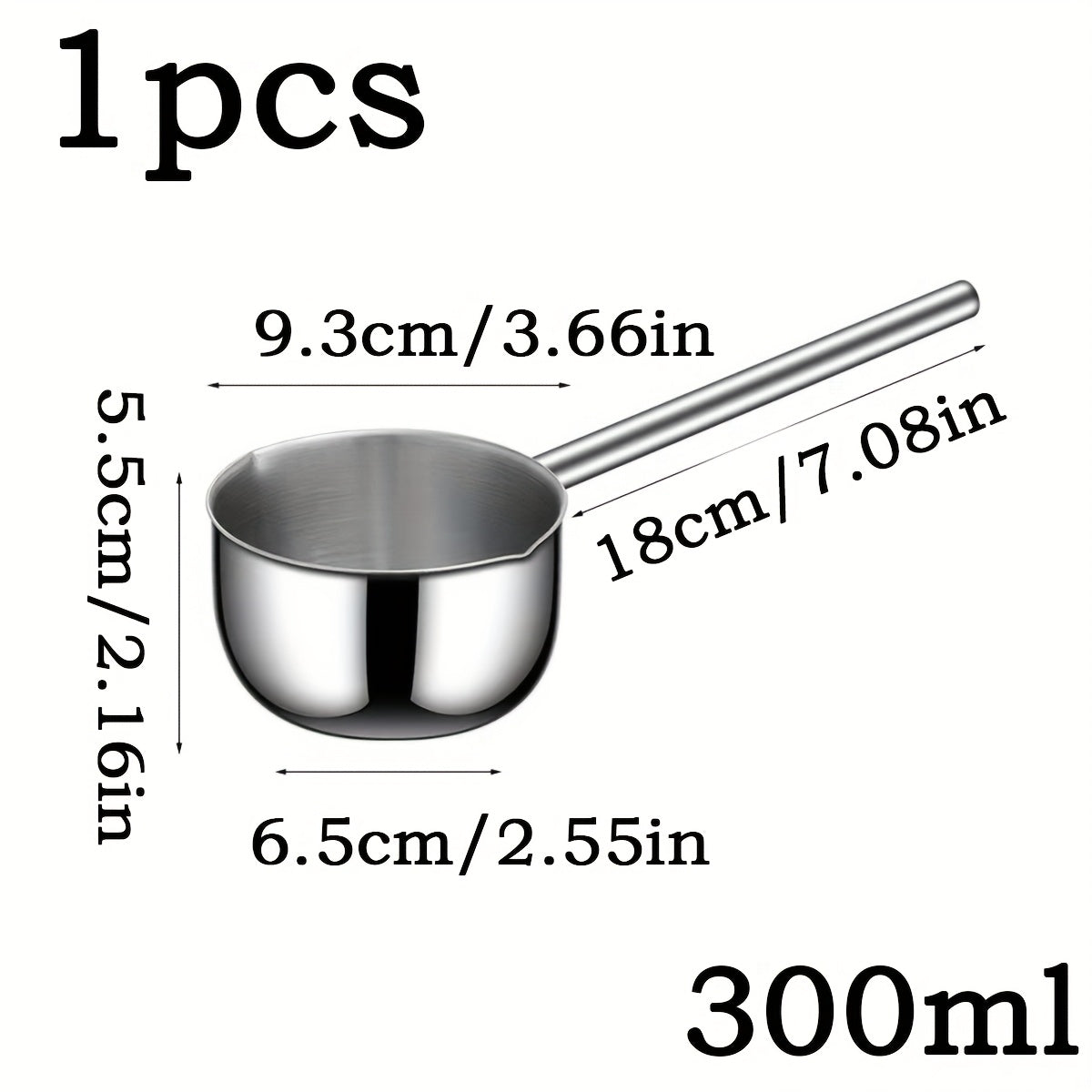 Small Stainless Steel Butter Melting Pot with Extended Handle for Heating Oil and Sauces