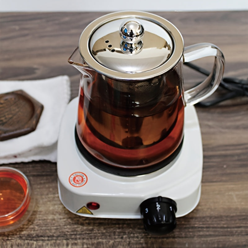 Electric Stove with Adjustable Temperature Control Cast Iron Plate 500W White Black for Kettles Moka Pots