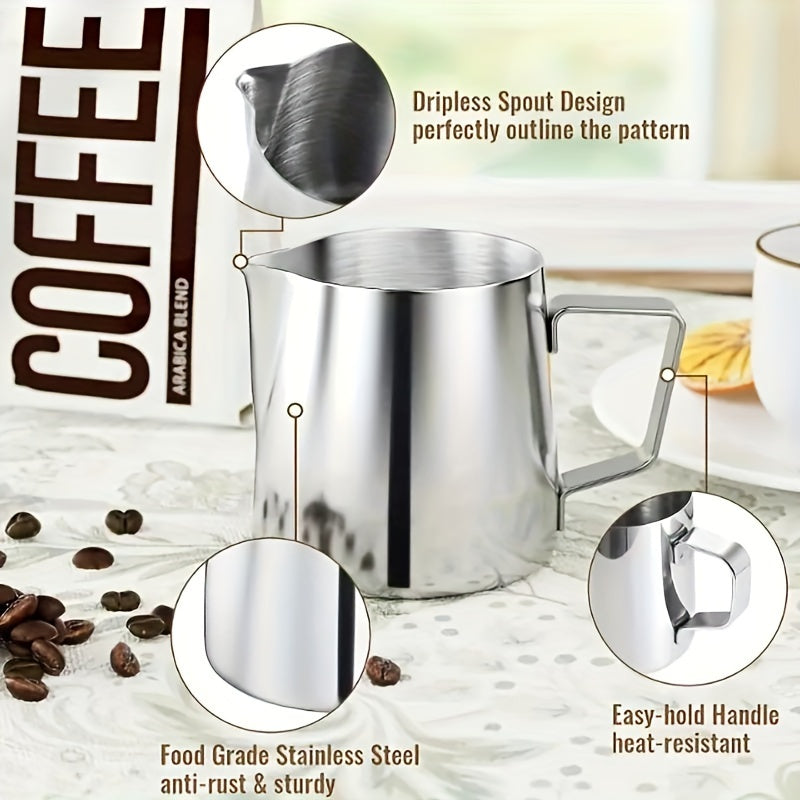 600ml Stainless Steel Handheld Milk Frother Pitcher for Latte Cappuccino Espresso