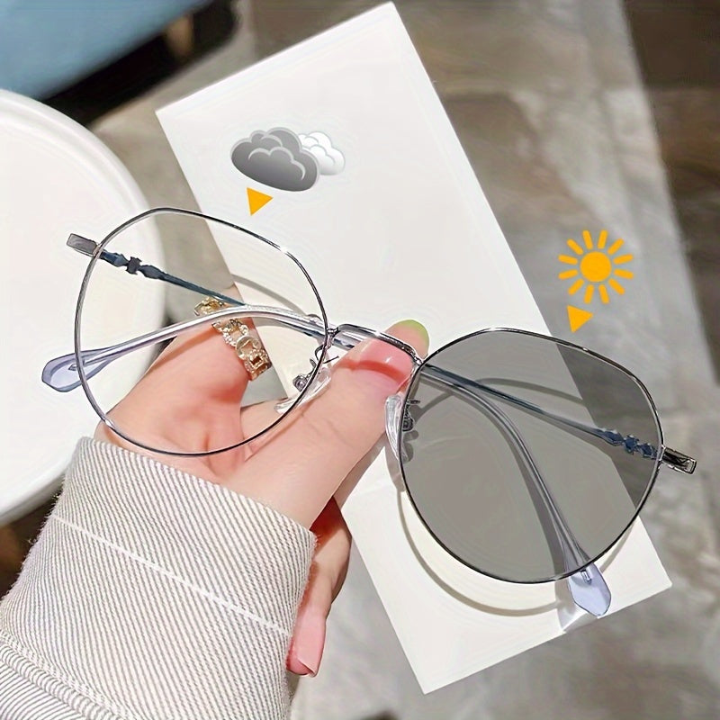 Color-Changing Gold Eyeglass Frames for Women Stylish Streetwear Accessories