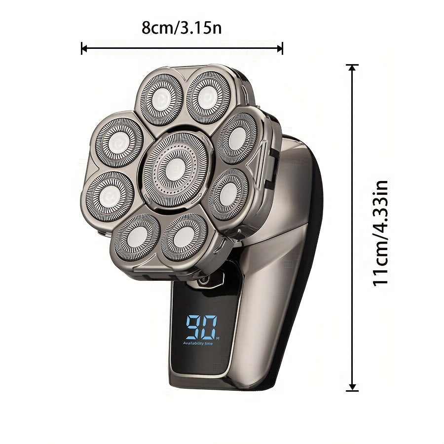 Мужской беспроводной электробритва с роторными лезвиями, триммером для носа и массажной щеткой