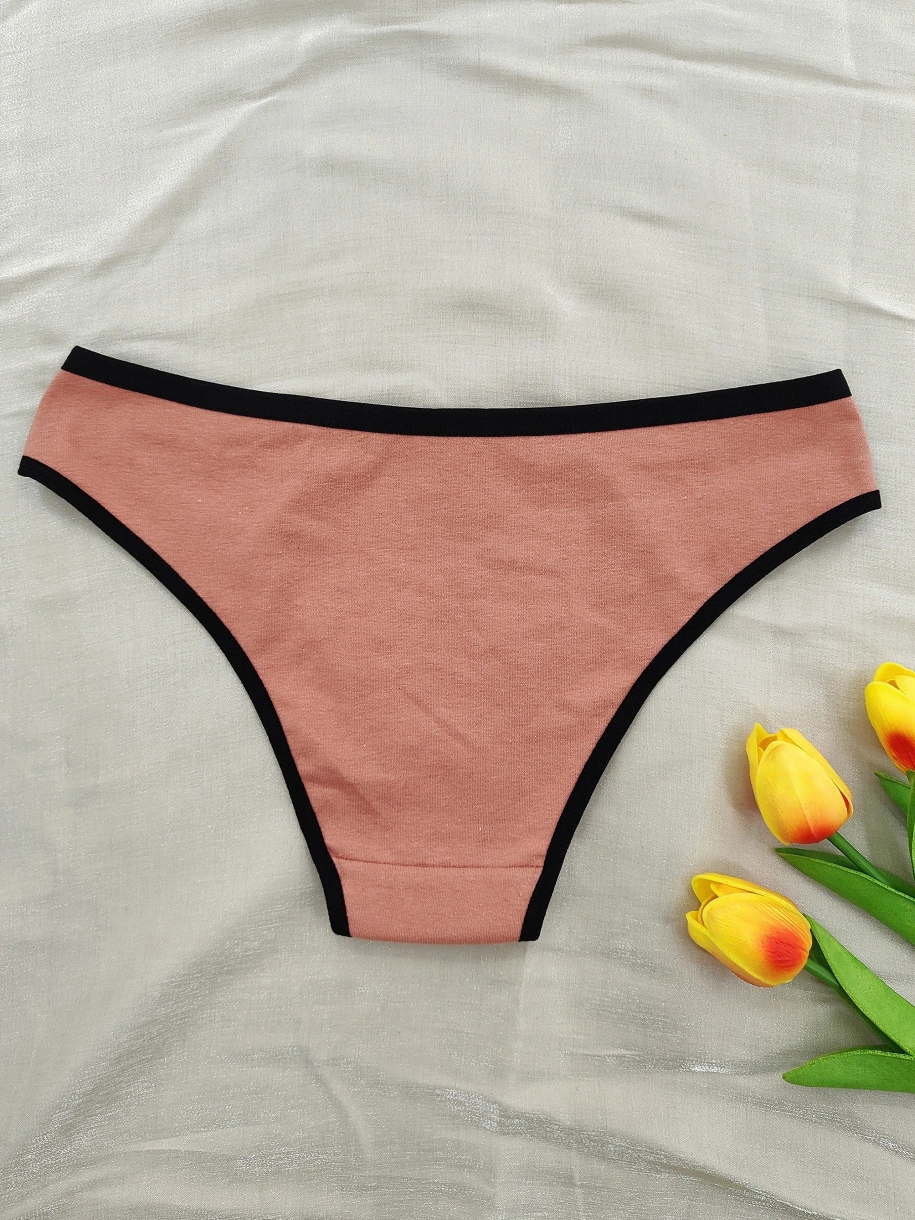 8 ta past beldagi ichki kiyim to'plami, rangli blokli jakard dizayni, ayollar uchun qulay va zamonaviy ichki kiyim