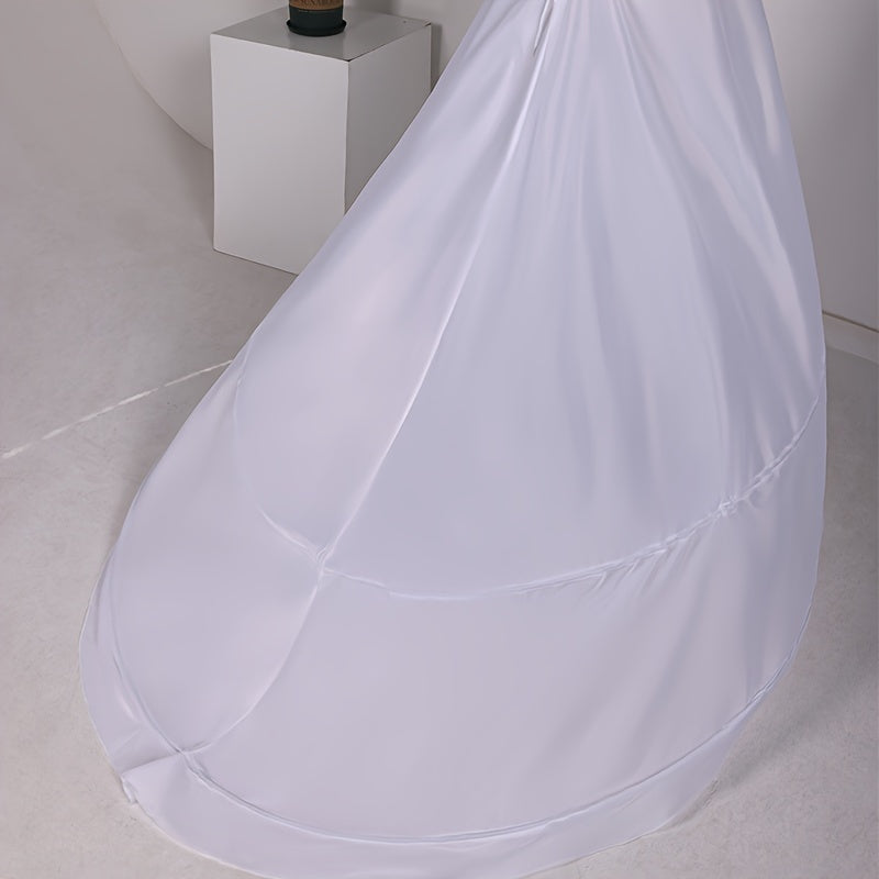 Women's Wedding Dress with Adjustable Steel Elastic Waist and Trailing Skirt Bustle