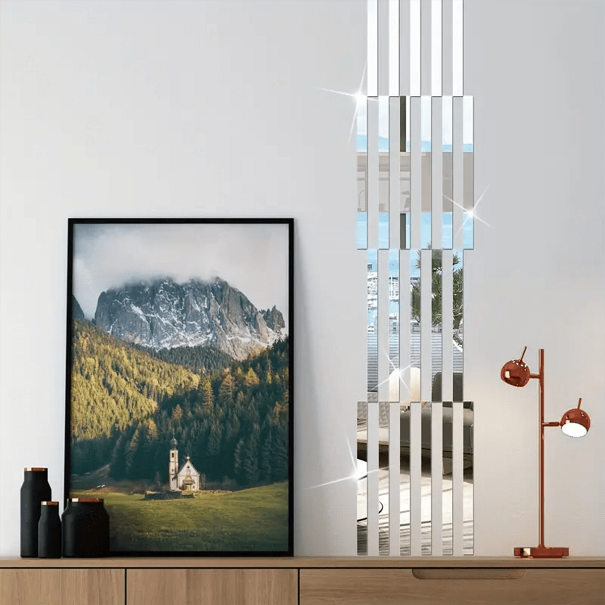 10 серебристых зеркальных декоративных полос самоклеящаяся настенная живопись для домашнего декора