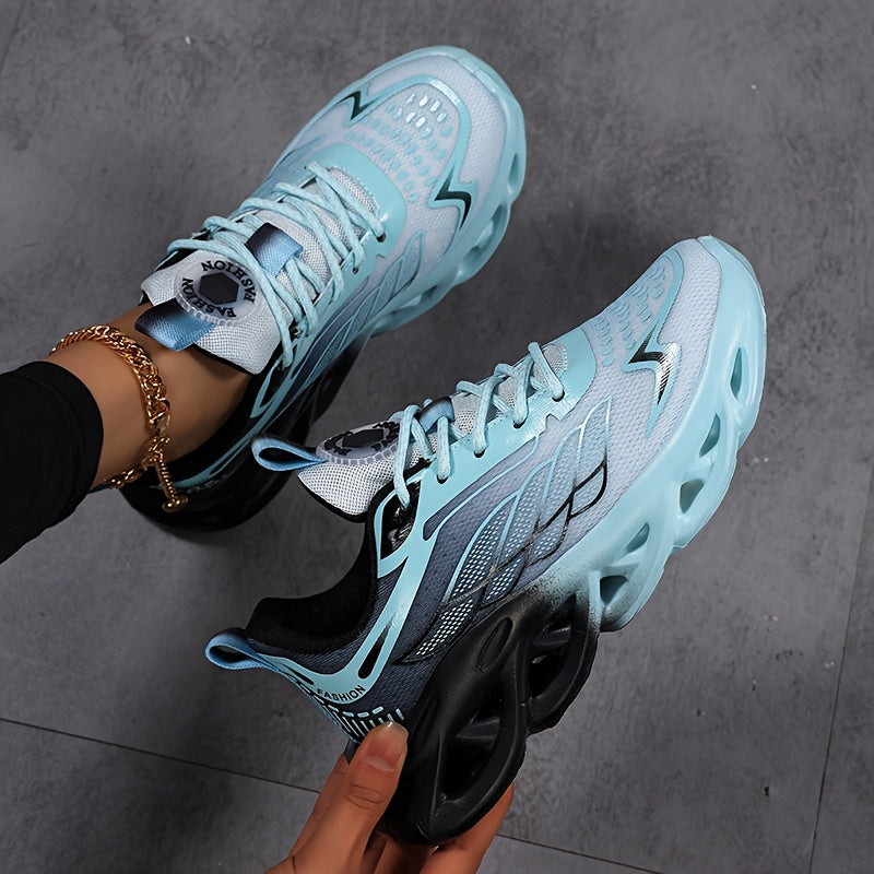 Men's Lightweight Mesh High-Top Sneakers with Thick Sole and Blue Black Design