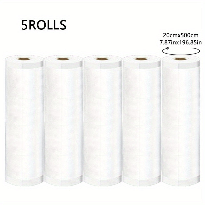 5 dona BPA-siz vakuum yopishqoq paketlar, 5 m og'ir yuk ko'taruvchi rulon, saqlash va pishirish uchun