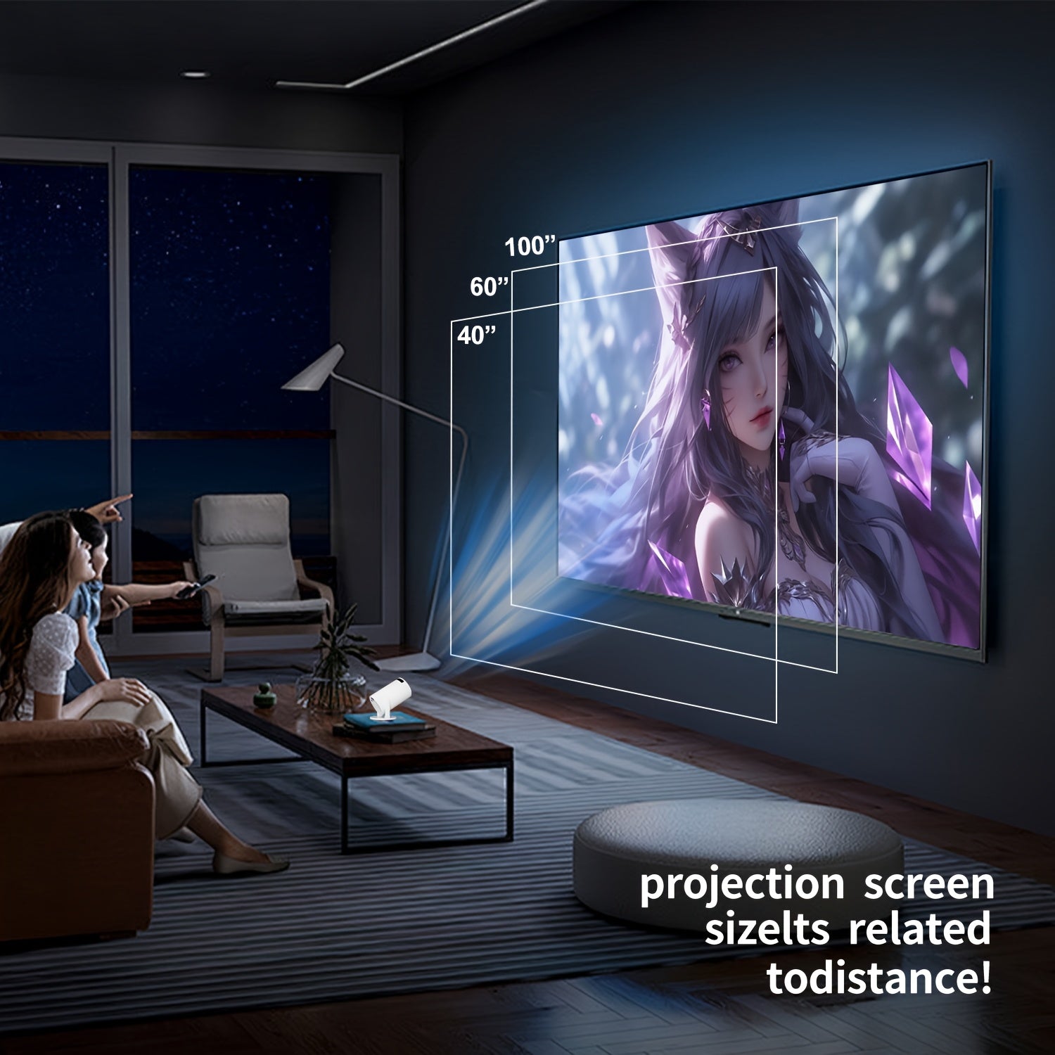 Compact 4K HD Mini Projector for Home Cinema and Streaming