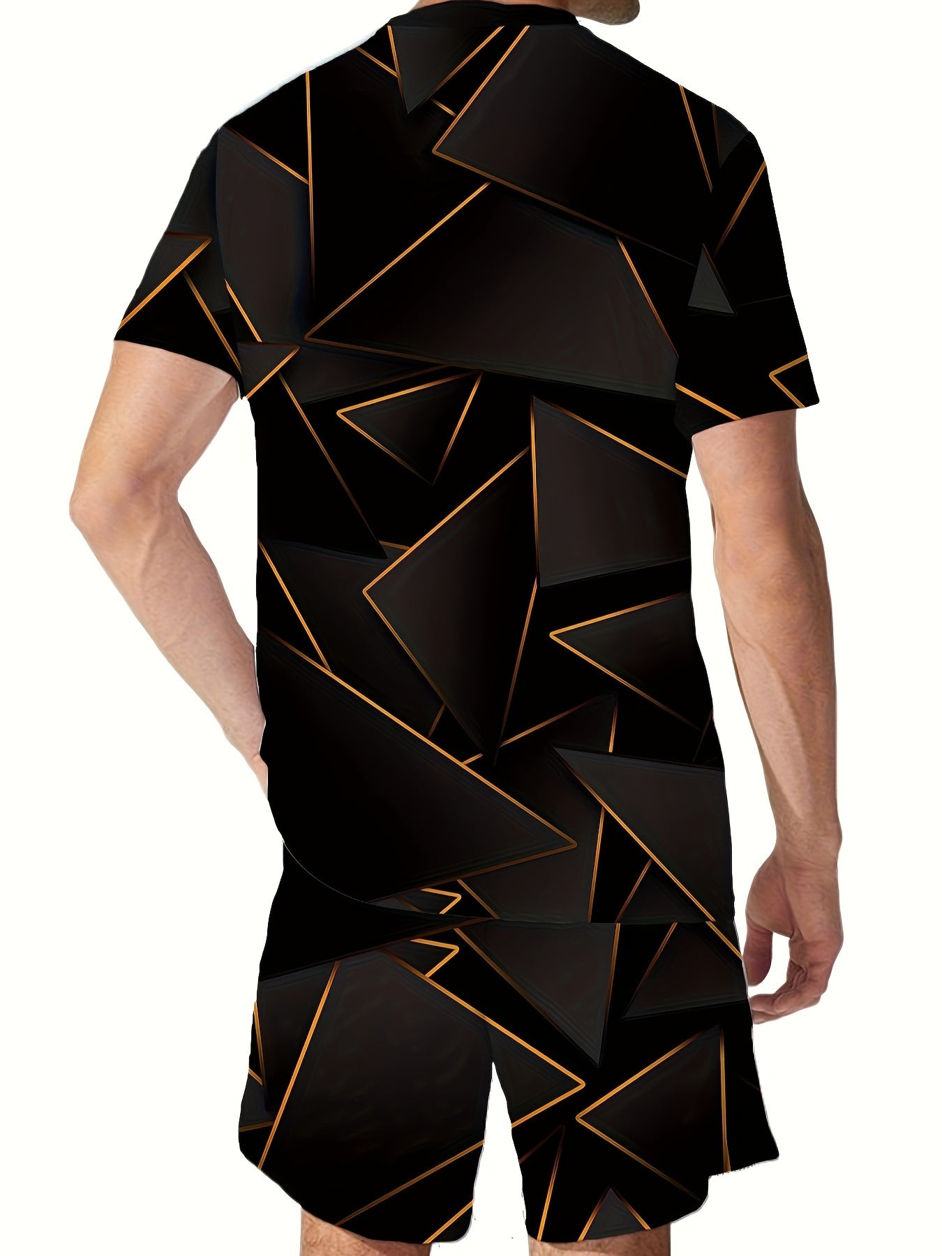 Men's Summer Clothing Set Polyester 3D Digital Print Casual Shorts and T-Shirt