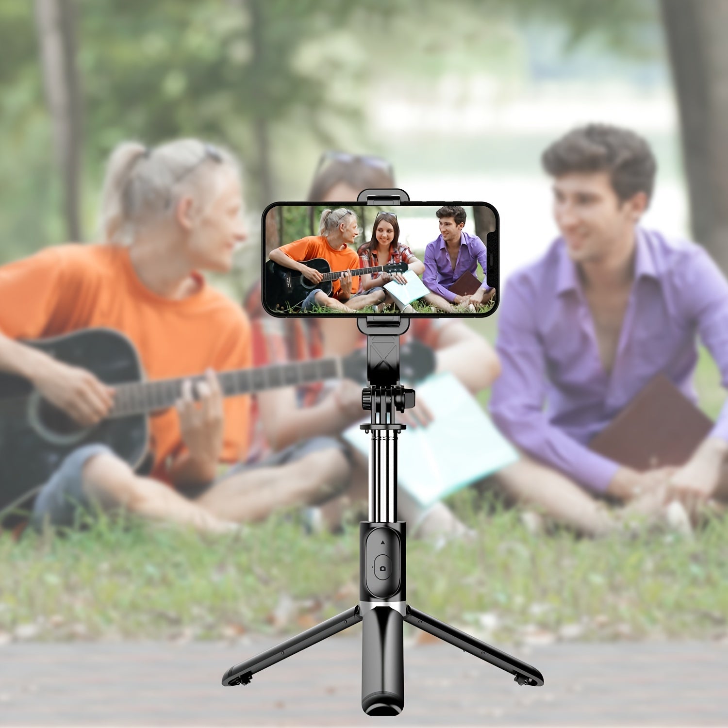 Turli xil smartfonlar uchun simsiz masofadan boshqarish pultiga ega bo'lgan cho'ziladigan selfie tayoqchasi tripod