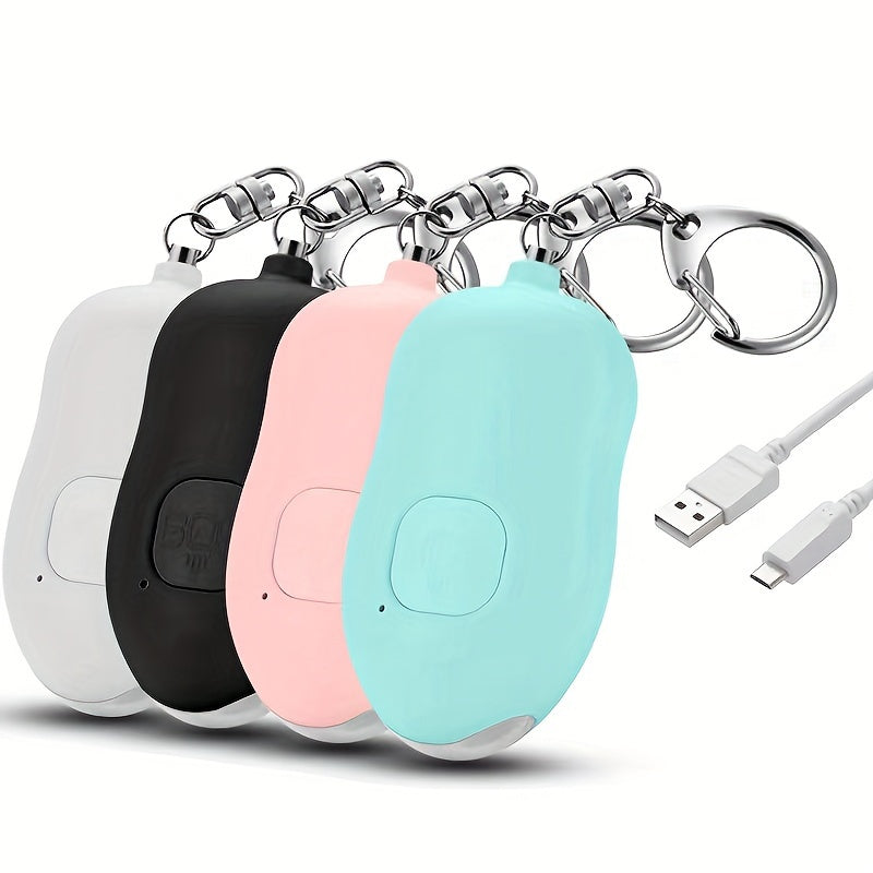 Rechargeable 130dB Personal Safety Alarm Keychain with LED Light for Women and Elderly