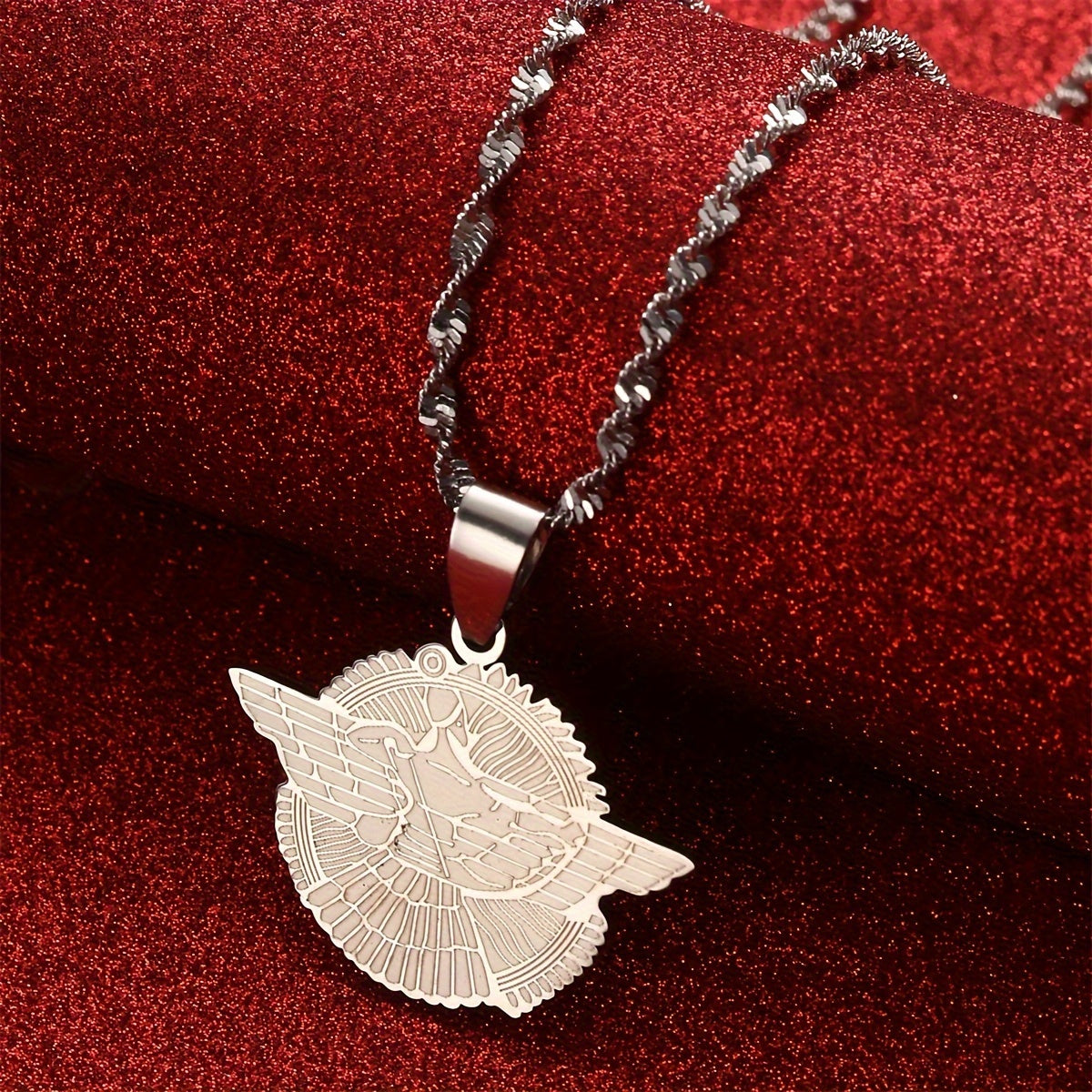 Assyrian Symbol Pendant Necklace Stainless Steel Gold or Silver Finish