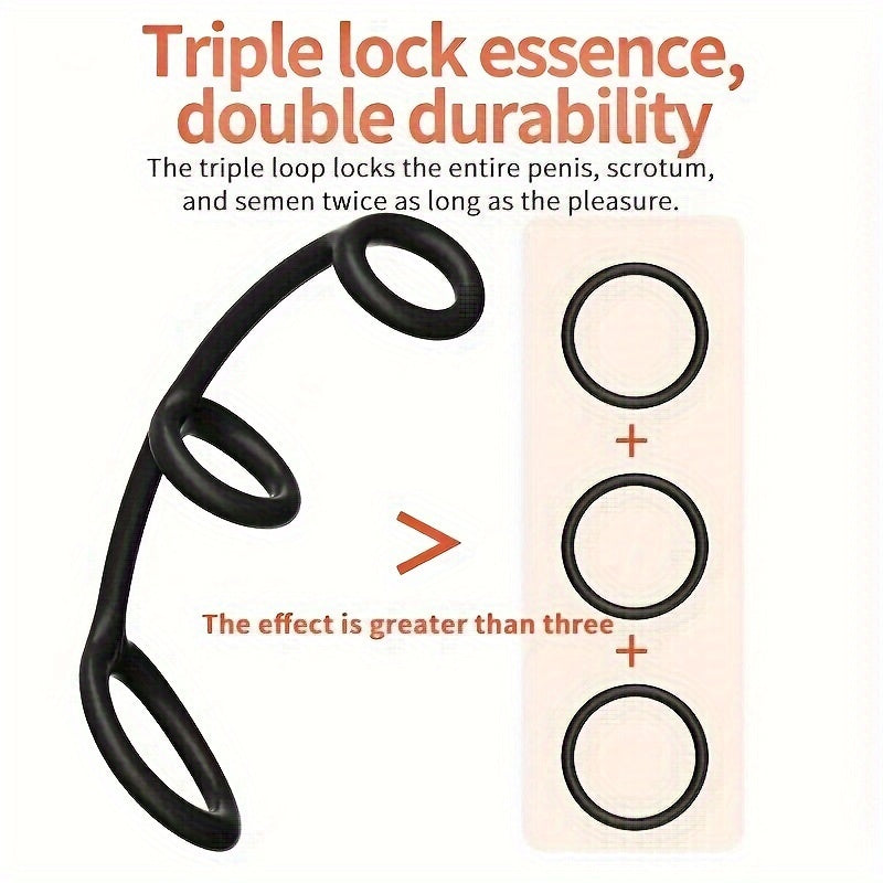 Men Silikon Penis Halqasi 3-in-1 Cho'ziladigan Chidamlilik Uzoq davom etadigan Sekssiz O'lchamlar