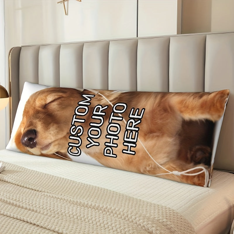 Pet Memorial Pillowcase Double-Sided Photo Hug Pillow Cover Soft Plush 50.8x137.16 cm