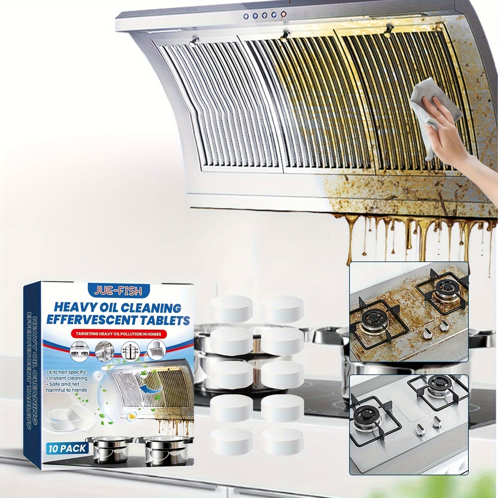 Multi-Purpose Kitchen Cleaning Tablets Heavy Duty Oven Grill Stove Cleaner