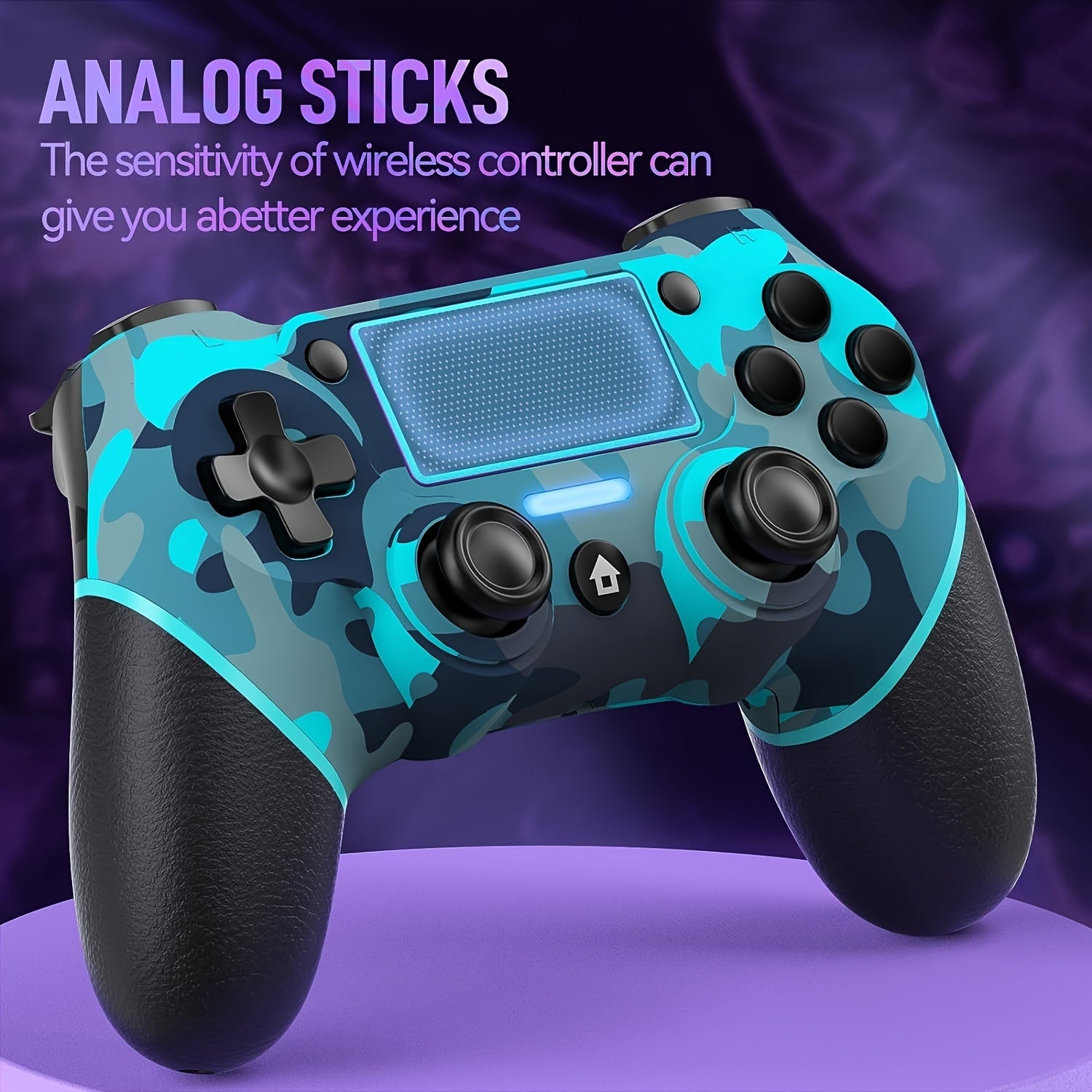 Controlador inalámbrico para PS4 con batería de 600mAh, doble vibración, control de movimiento y panel táctil