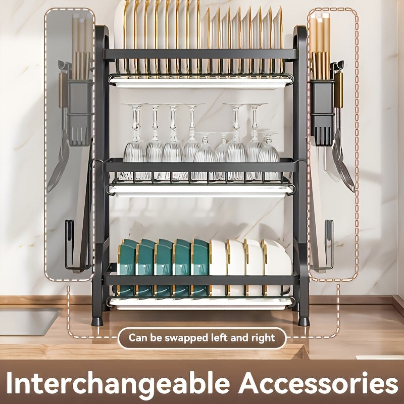 Qayta ishlanadigan zanglamas po'latdan yasalgan oshxona tashkilotchisi, idish va asboblarni saqlash uchun, elektr quvvati talab qilinmaydi, ko'p funksiyali plastinka tokchasi.