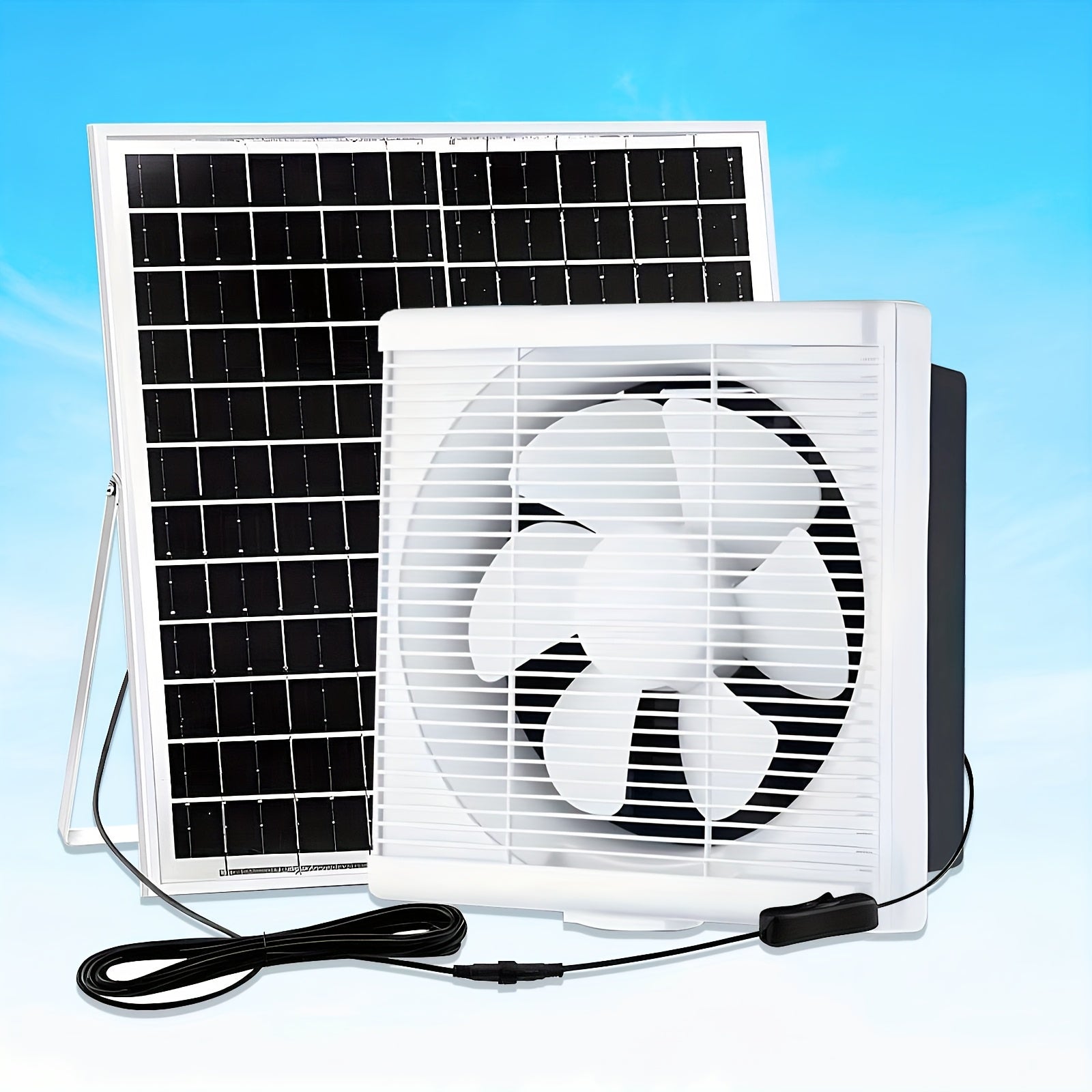 Solar Ventilation Fan 20W Wall-Mount Greenhouse Garage Pet Coop Exhaust