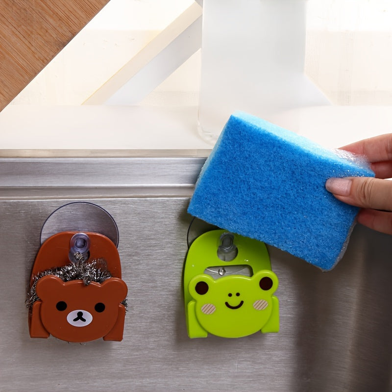 Suction Cup Storage Rack with Cartoon Animal Designs for Kitchen Bathroom Organization